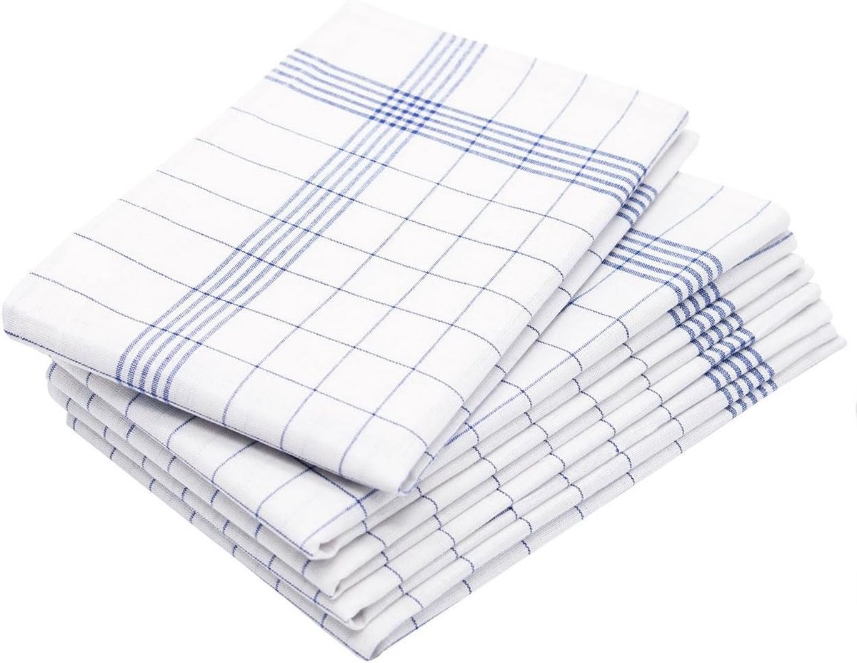 Set van 5 stijlvolle theedoeken 50x70 cm - Halflinnen, blauw