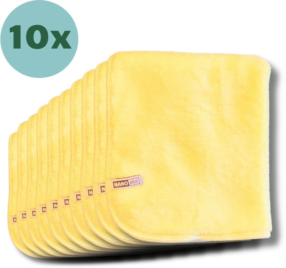 Nano Plus 10x Premium Schoonmaakdoek Geel 36x31cm - Nanovezeldoeken: Sterker en Efficiënter dan Microvezeldoekjes - Wasbaar - Voor Koken, Keuken, Badkamer, Glas, Auto Wassen, Inductie Kookplaat, Keramische Kookplaat - Schoonmaakdoekjes – Handdoek