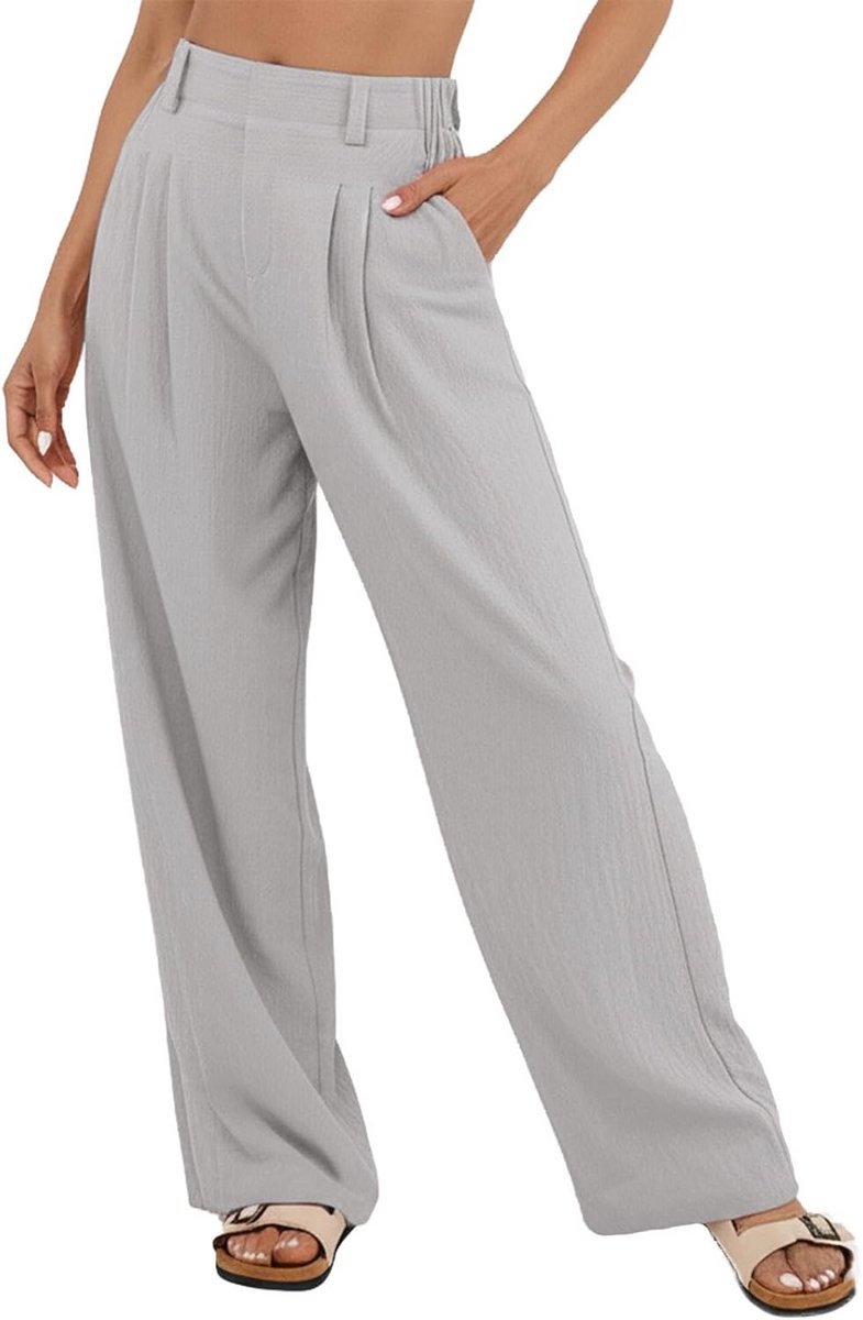 Hoge Taille Palazzo Casual Katoenen Broek voor Dames