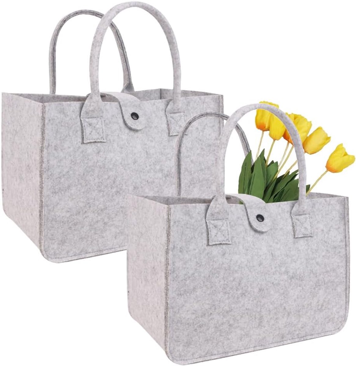 Vilt Tassen Set van 2 – Herbruikbare en Vouwbare Shopper Bags – 30 x 20 x 18 cm