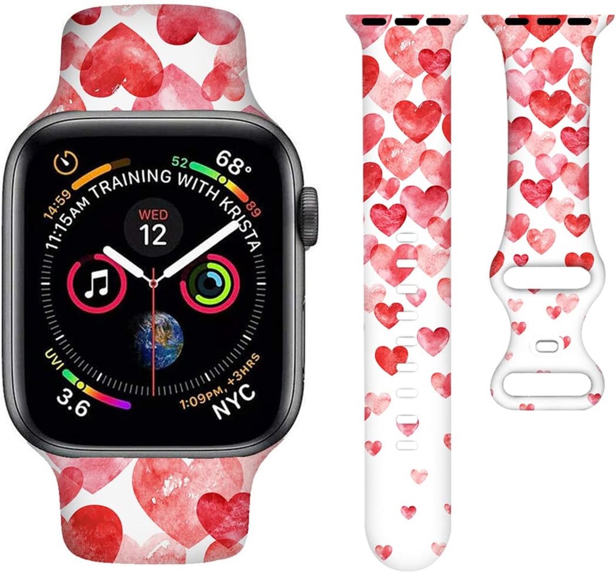 Hartvormige Siliconen Horlogeband voor Smartwatch - Valentijnsdag & Liefde Thema - Geschikt voor 38-41mm Modellen