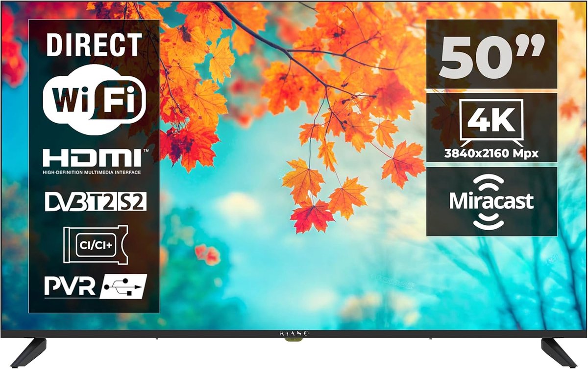 Smart TV 50 Inch 4K Ultra HD LED TV Android Bluetooth Unframed