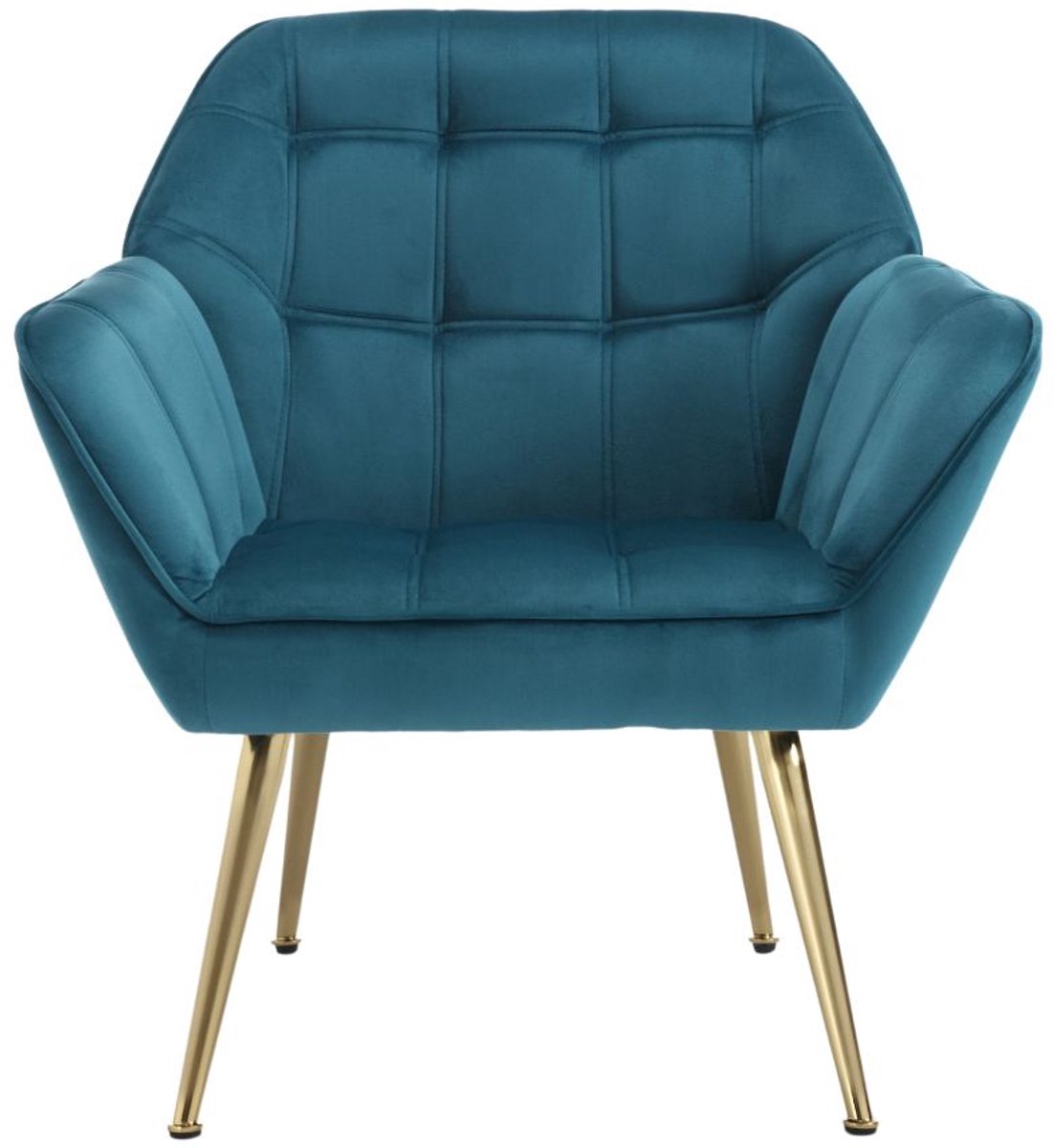 chairus Leunstoel - Blauw - Velvet - Gewatteerde zitting - Met Rugleuning en Armleuningen - Met Metalen Poten - Tubstoel voor Woonkamer en Slaapkam