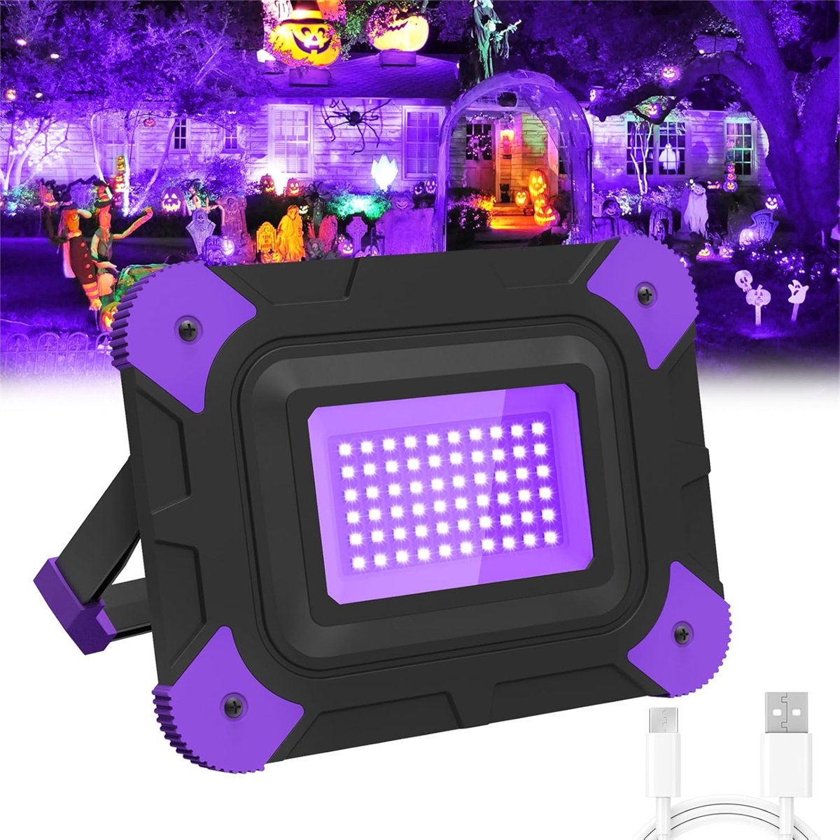 QTTVBTNA -LED UV-Spot - 1 Stuks Blacklight Lampen - Fluorescerend UV-Licht Voor disco glow party - Halloween decoratie
