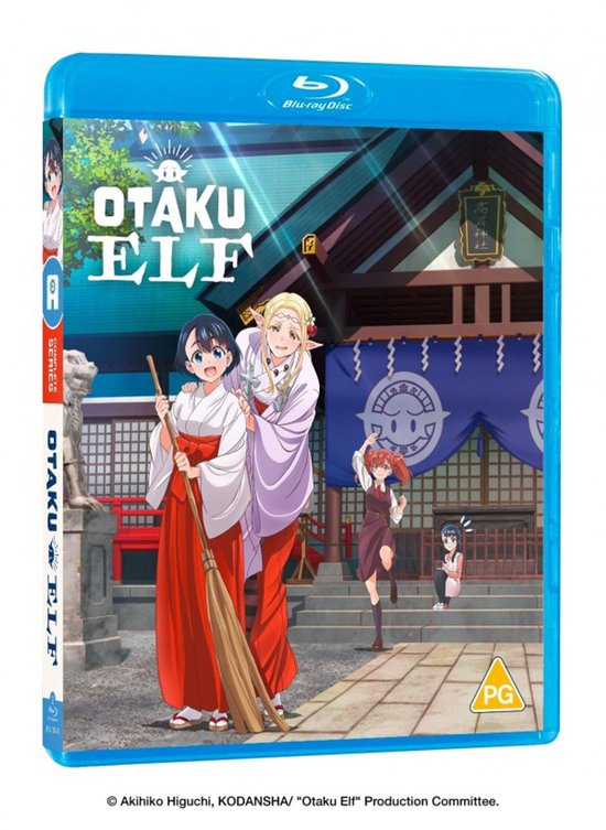 Blu-ray hoes met Otaku Elf anime artwork: twee jonge vrouwen in traditionele Japanse kleding bij een tempel.