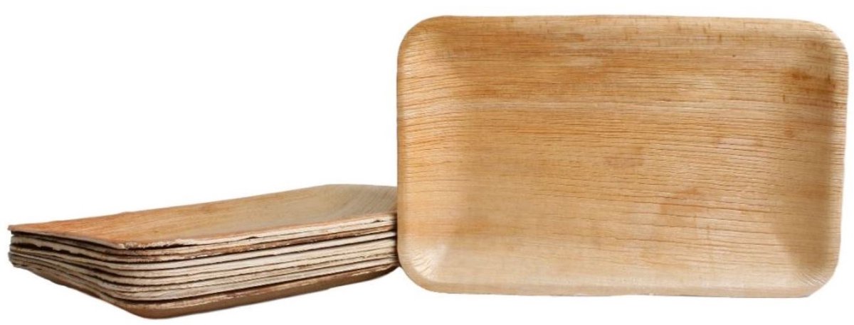 10x rechthoekige borden van palmblad 15 x 23 cm