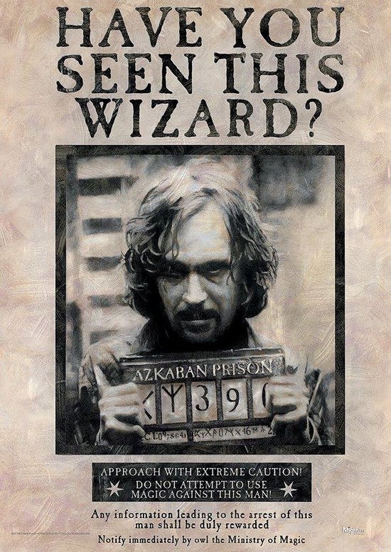 Harry Potter  Poster - Wanted Sirius Black -  98x68 cm - Groot