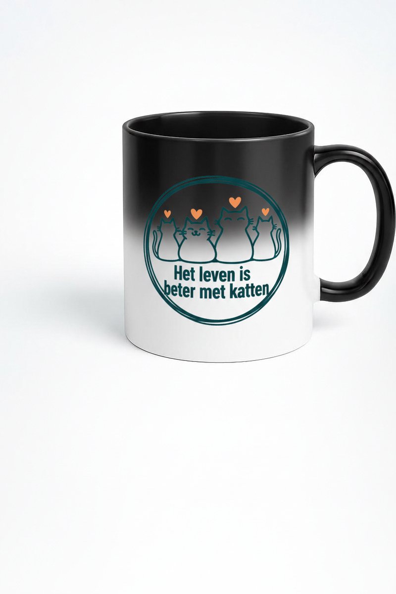 Magische Kleur Veranderende Mok - "Het leven is beter met katten" - Persoonlijke Cadeau Idee