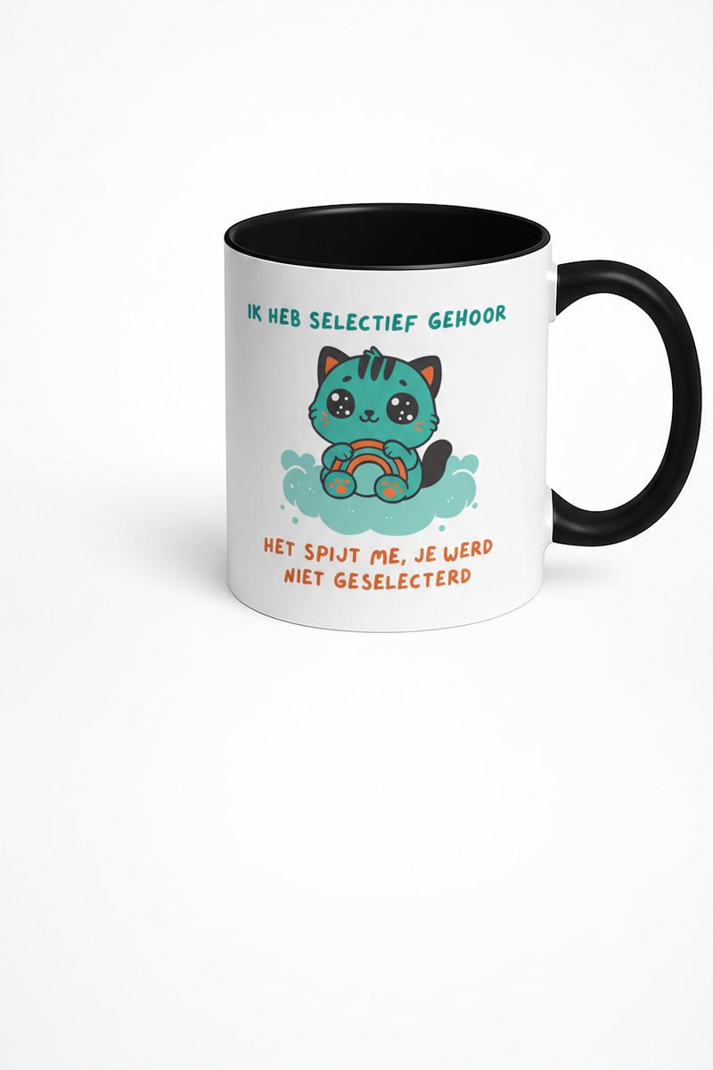 Selectief Gehoor Koffiemok - Grappige Mok met Kat