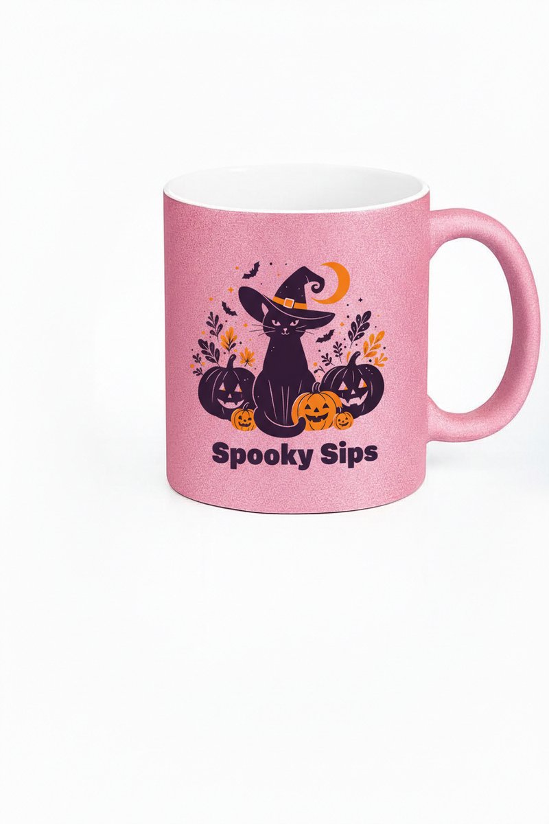 Spooky Sips Halloween Mok - Kat en Pompoenen Design