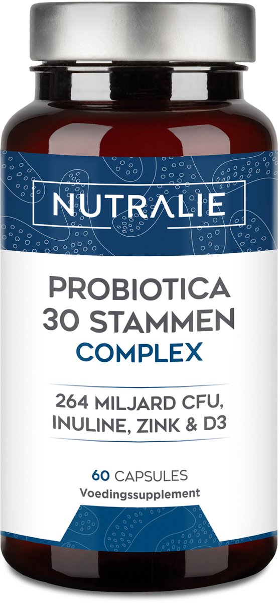 Biotica supplementen - Met 30 Stammen, Vitamine D3 & Zink - Darmgezondheid Supplementen - 264 Miljoen CFU - 60 Capsules - Nutralie