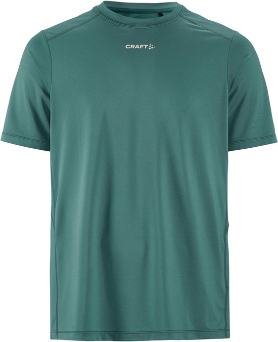 Groen sport T-shirt voor heren van Craft met korte mouwen en logo op de borst.