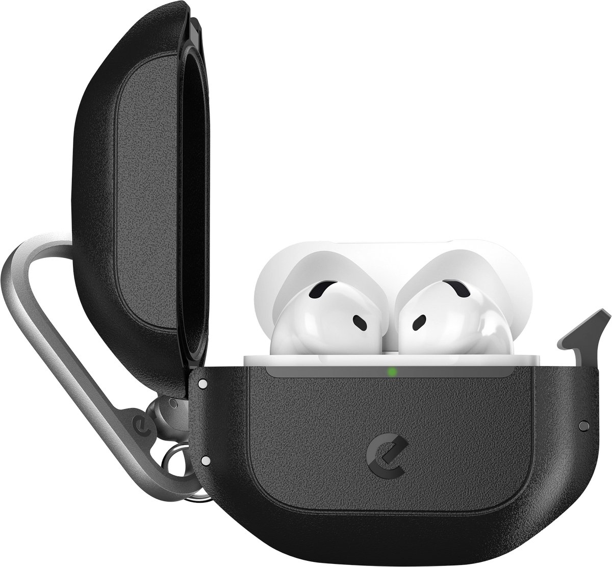 Keybudz Element Hoesje AirPods 4 – 3 Meter Waterdichte & Stofdichte Bescherming – Draadloos Opladen Compatibel – Milieuvriendelijk Ontwerp met 70% Gerecycled Materiaal - Zwart