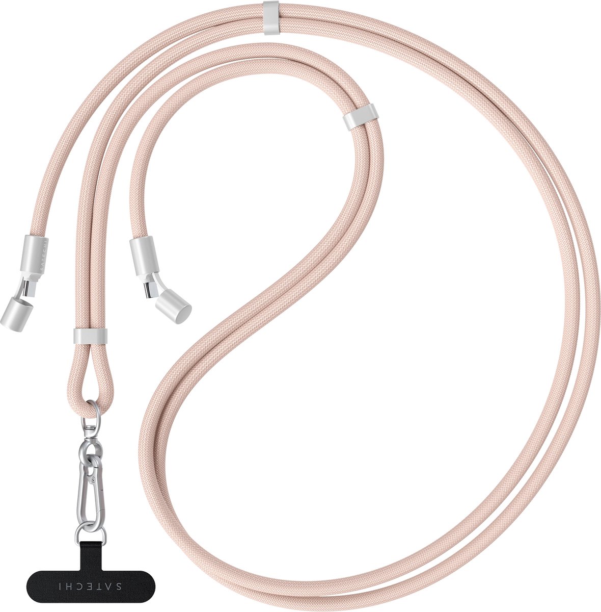 Satechi OntheGo Crossbody Lanyard Kabel – Multi-Device Oplaadcompatibiliteit – Handige Handsfree Draagoplossing – Premium Kwaliteitsmaterialen voor Duurzaamheid - Roze