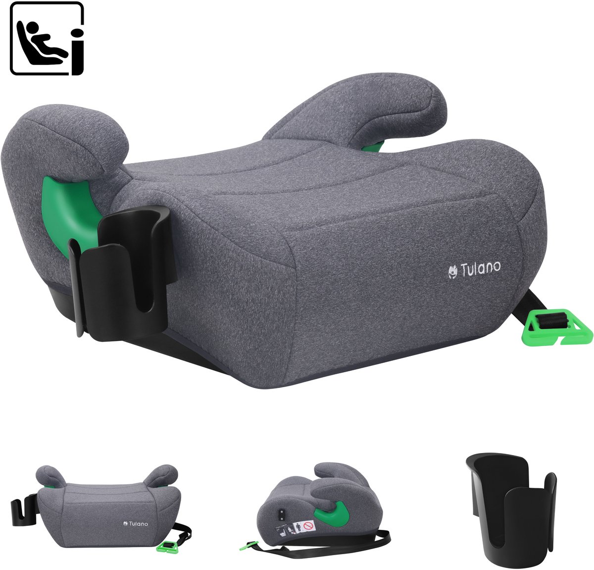 Tulano Cabby 25 Isofix Autostoelverhoger - Kinderzitje 125-150 cm - Grijs