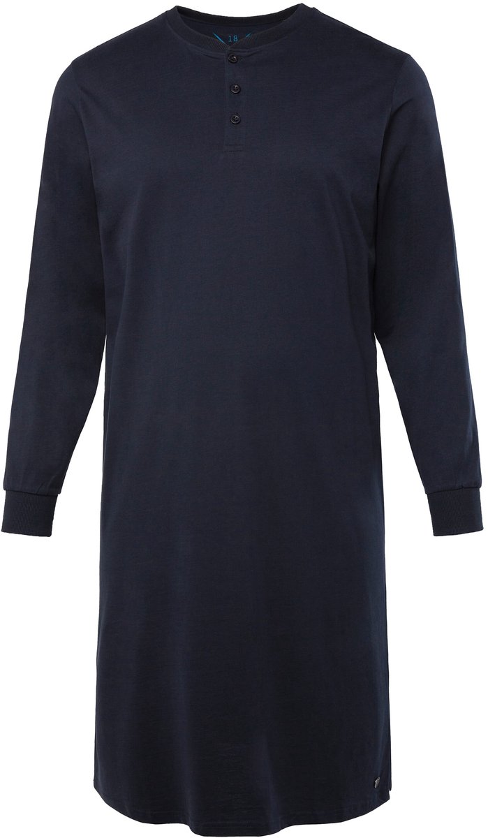 JP 1880 - Heren - Nachthemd lange mouwen henley - Navy blauw - Maat 3XL