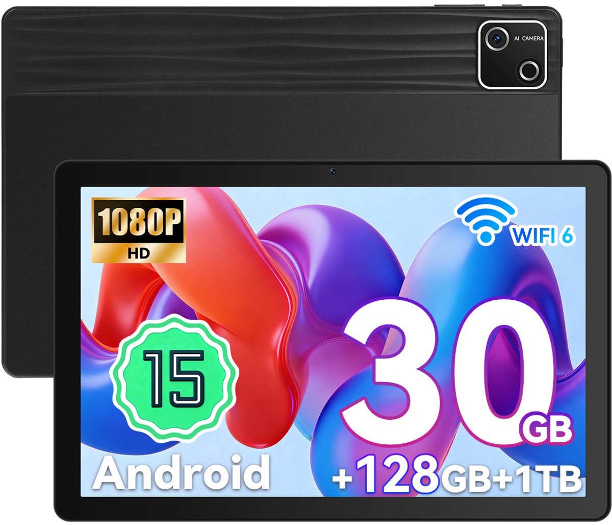 Hotlight G13 - Android 15 Tablet - 10.1 inch - 30(6+24)GB RAM/128GB ROM– 6200mAh - Zwart
