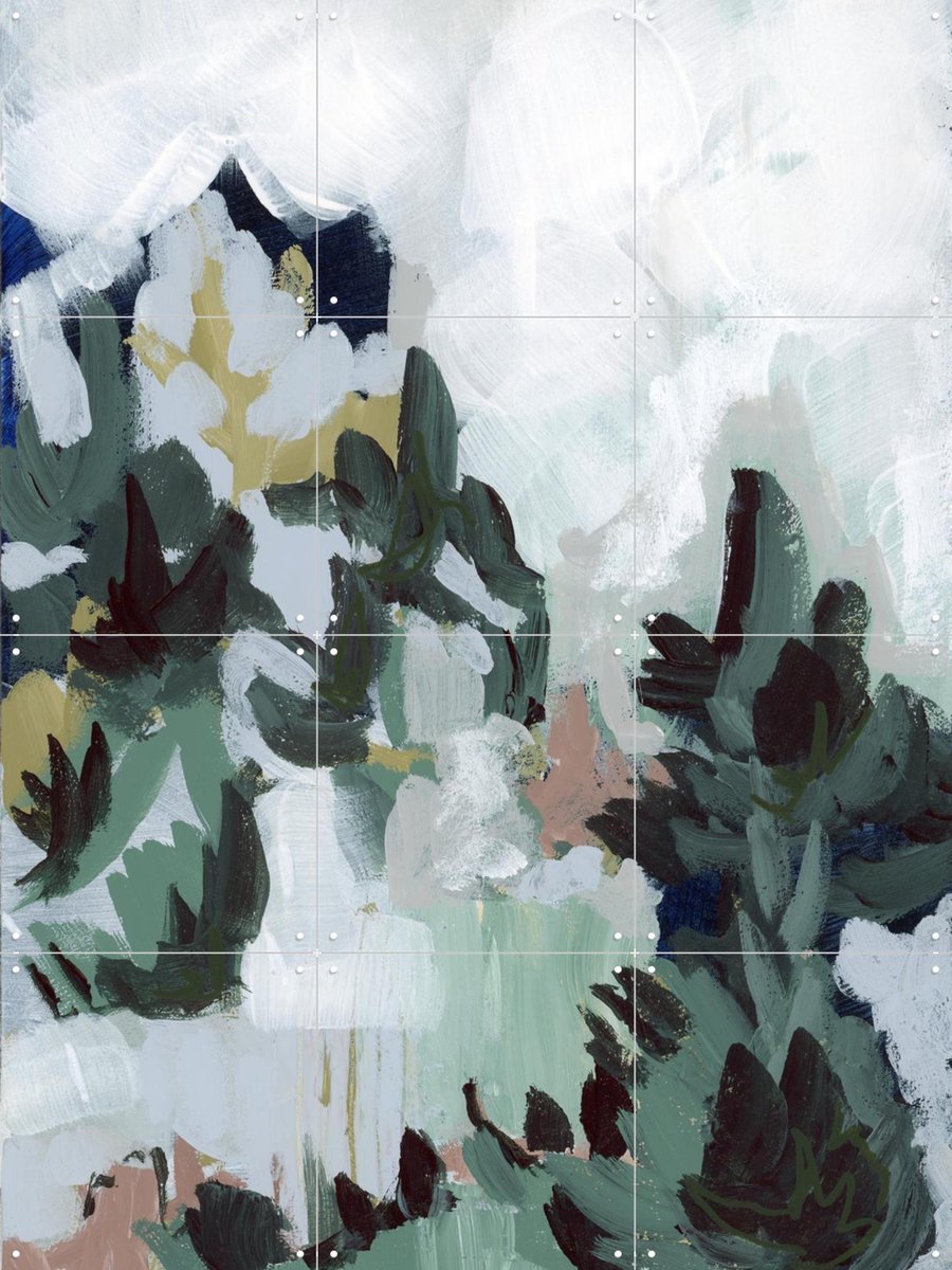 IXXI Modern Forest, Green Barn Studio - 60 x 80 cm - Gratis ophangtool - Grote wanddecoratie en posters - Olieverf, Kwaststreken, Abstract, Woonkamer