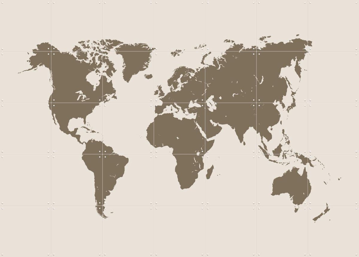 IXXI World Map gold, Kunst in Kaart - 140 x 100 cm - Gratis ophangtool - Grote wanddecoratie en posters - Minimalisme, Abstract, Geometrische Kunst