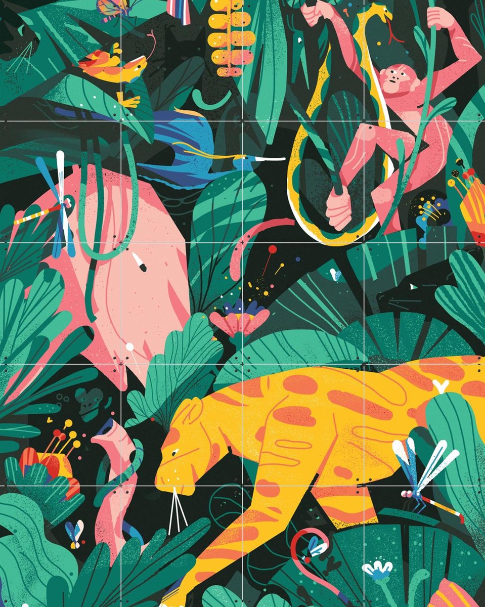 IXXI Jungle 2, Studio Muti - 80 x 100 cm - Gratis ophangtool - Grote wanddecoratie en posters - Speels, Grafisch Ontwerp, Digitale Kunst