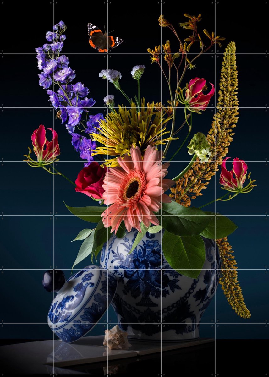 IXXI Royal Flora, Sander van Laar - 100 x 140 cm - Gratis ophangtool - Grote wanddecoratie en posters - Fotografie, Kleurrijk, Eetkamer, Woonkamer