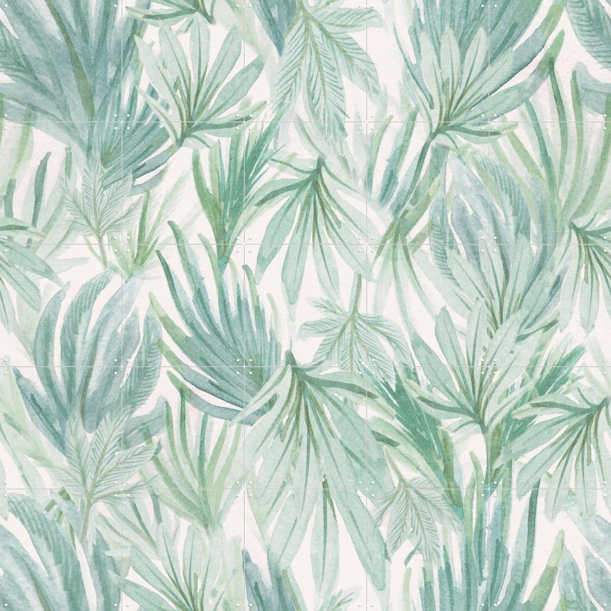 IXXI Watercolour Jungle Leaves, Bloomery Decor - 100 x 100 cm - Gratis ophangtool - Grote wanddecoratie en posters - Aquarel, Naturalisme