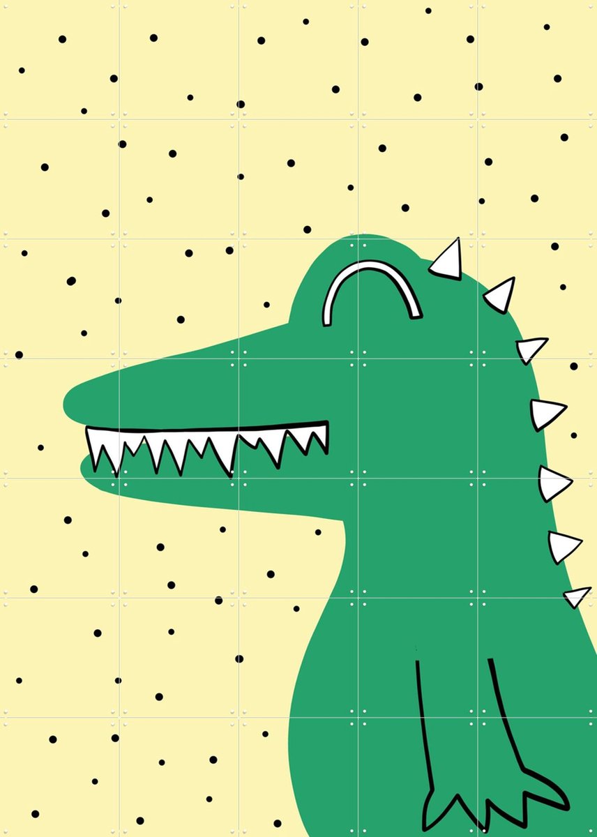 IXXI Yellow and Crocodile, BAINAI - 100 x 140 cm - Gratis ophangtool - Grote wanddecoratie en posters Babykamer, Kinderkamer, Dieren, Kinderen, Baby
