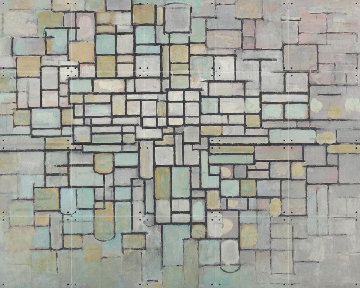 IXXI Composition No. 2, Piet Mondriaan & Kröller-Müller Museum - 100 x 80 cm - Gratis ophangtool - Grote wanddecoratie en posters - Olieverf