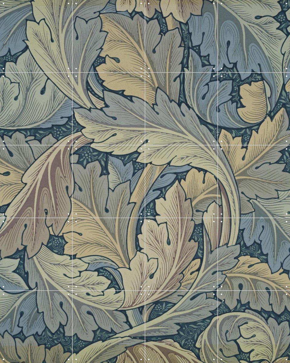 IXXI Acanthus blue, William Morris & Victoria and Albert Museum - 80 x 100 cm - Gratis ophangtool - Grote wanddecoratie en posters - Vintage