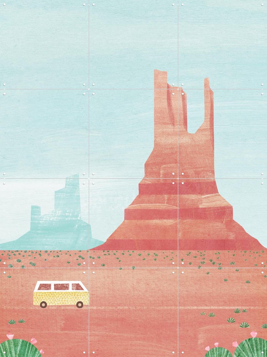 IXXI Road Trip, Henry Rivers - 60 x 80 cm - Gratis ophangtool - Grote wanddecoratie en posters - Speels, Illustraties, Vintage, Woonkamer, Mancave