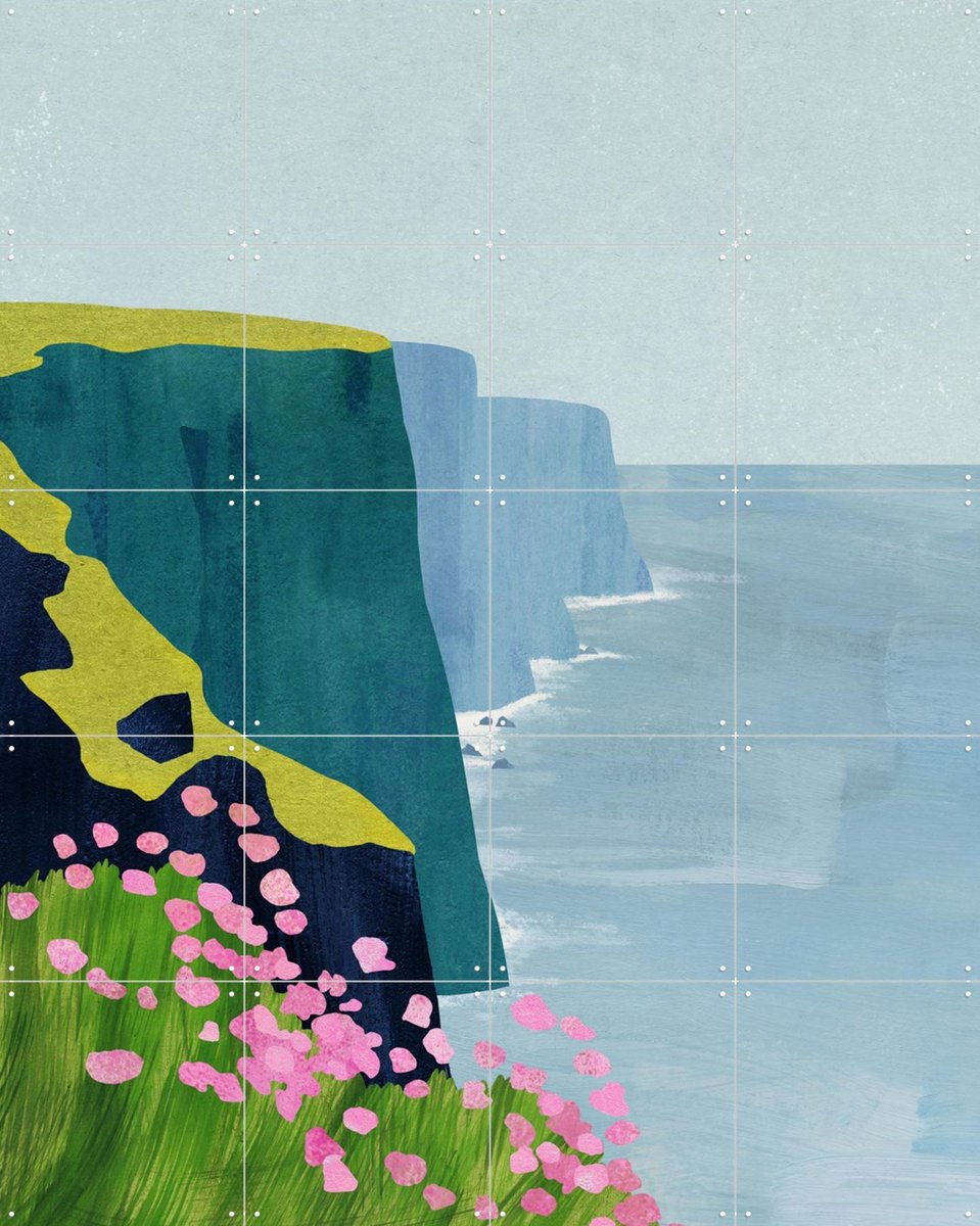 IXXI Cliffs of Moher, Henry Rivers - 80 x 100 cm - Gratis ophangtool - Grote wanddecoratie en posters - Illustraties, Kleurrijk, Digitale Kunst