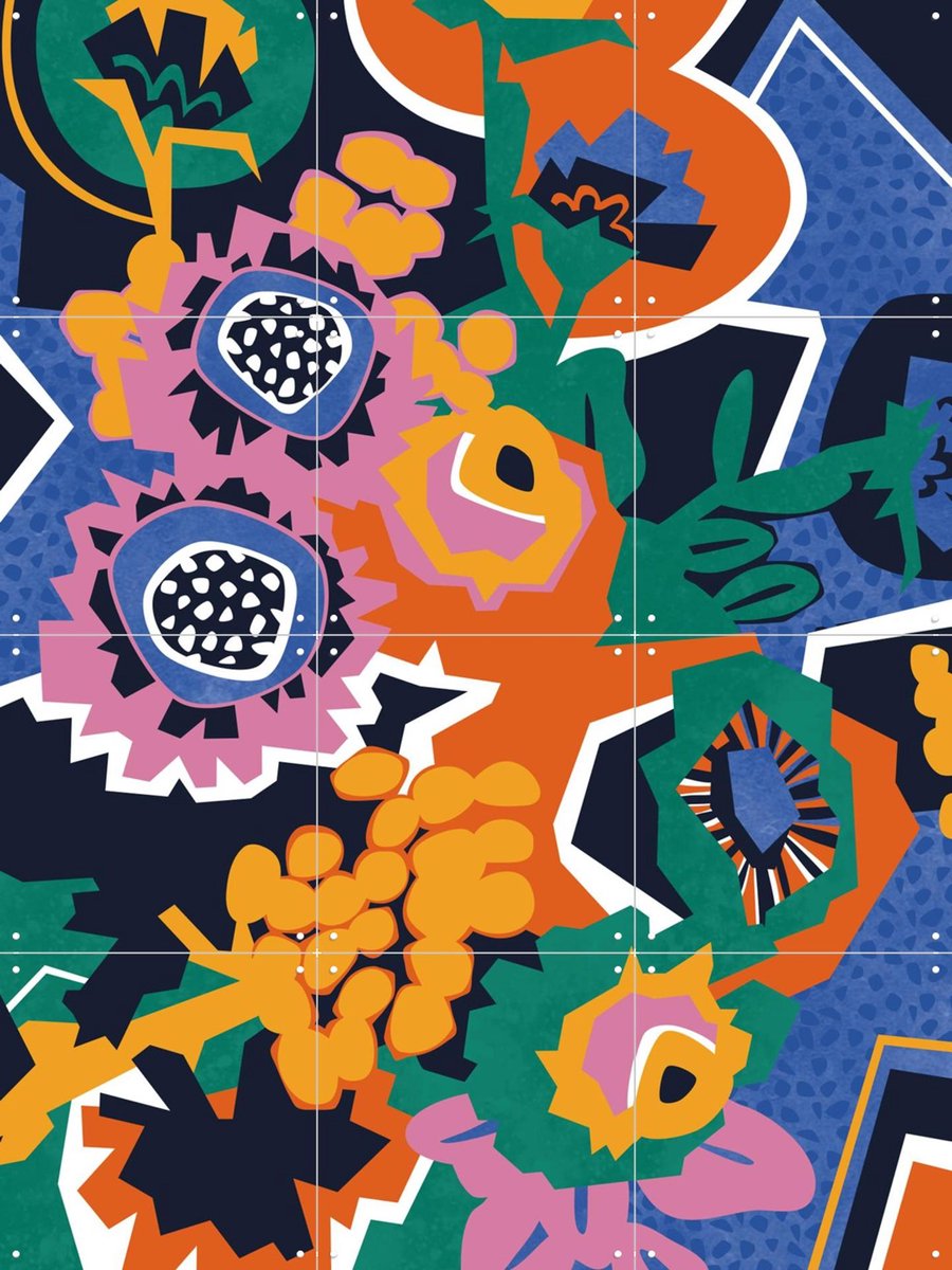 IXXI Midnight Mums, Megan Gallagher - 60 x 80 cm - Gratis ophangtool - Grote wanddecoratie en posters - Abstract, Pop art, Speels, Geometrische Kunst