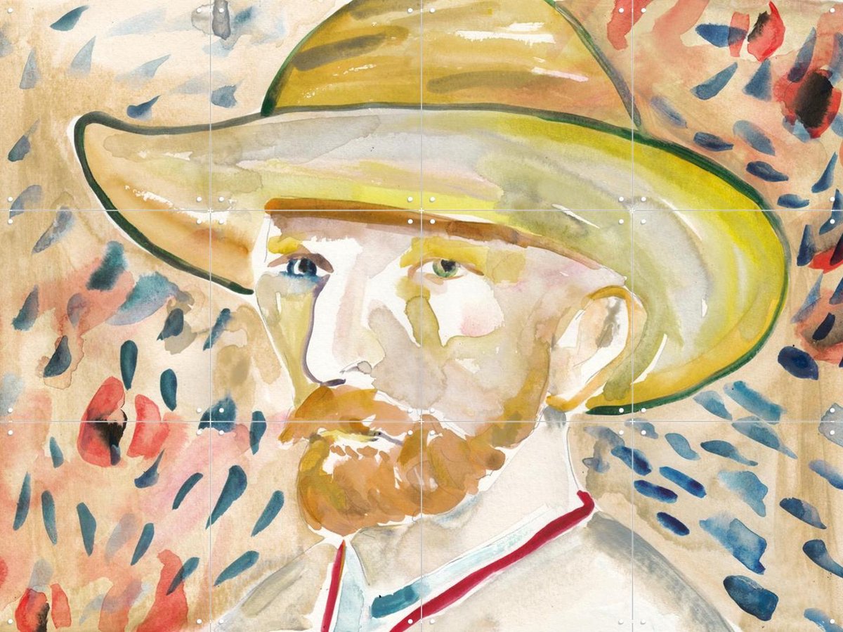 IXXI Self Portrait with Straw Hat, Victoria Verbaan & Van Gogh 21st Century - 80 x 60 cm - Gratis ophangtool - Grote wanddecoratie en posters -