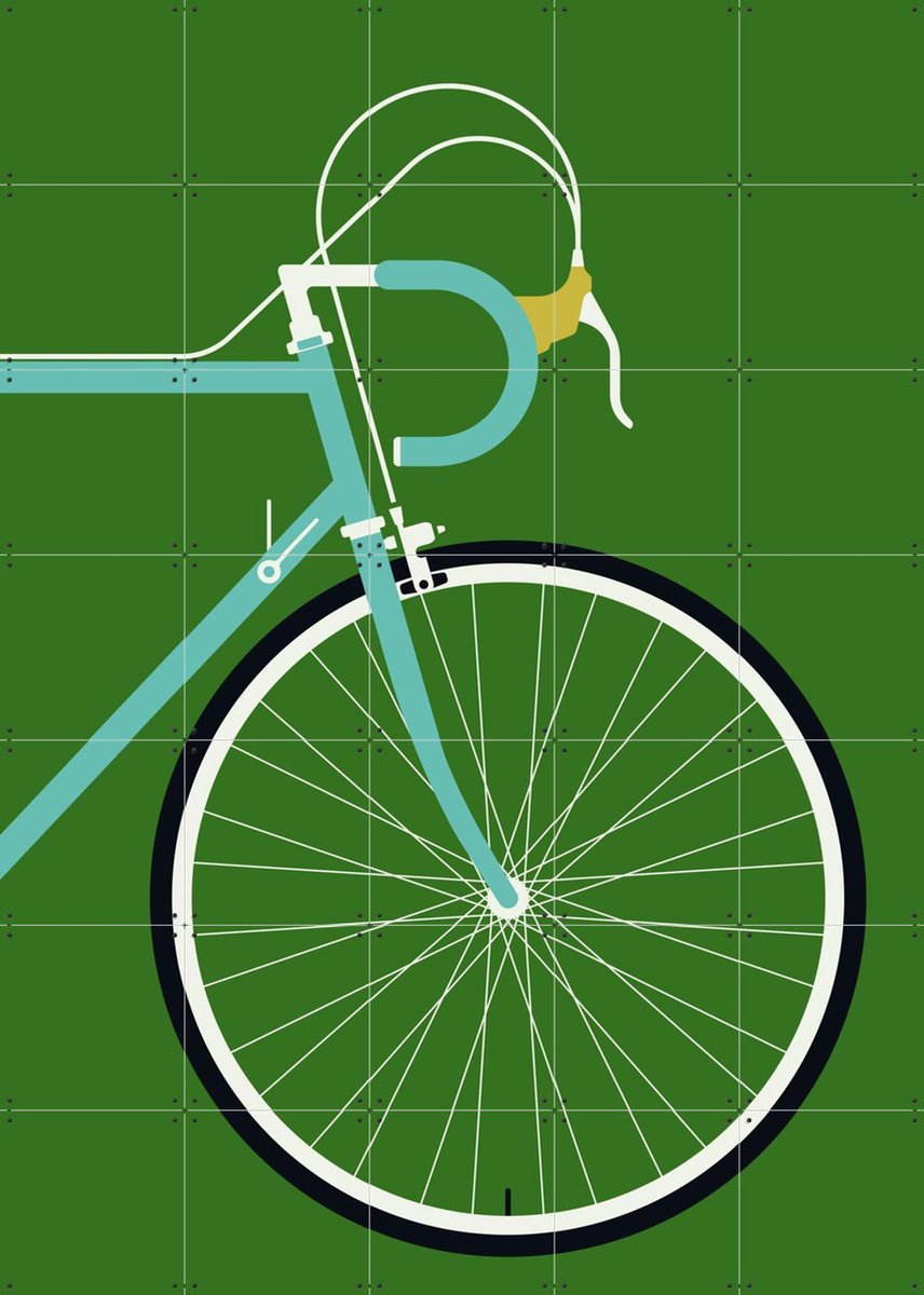 IXXI Racing Bike Blue Front, Bo Lundberg - 100 x 140 cm - Gratis ophangtool - Grote wanddecoratie en posters - Digitale Kunst, Minimalisme