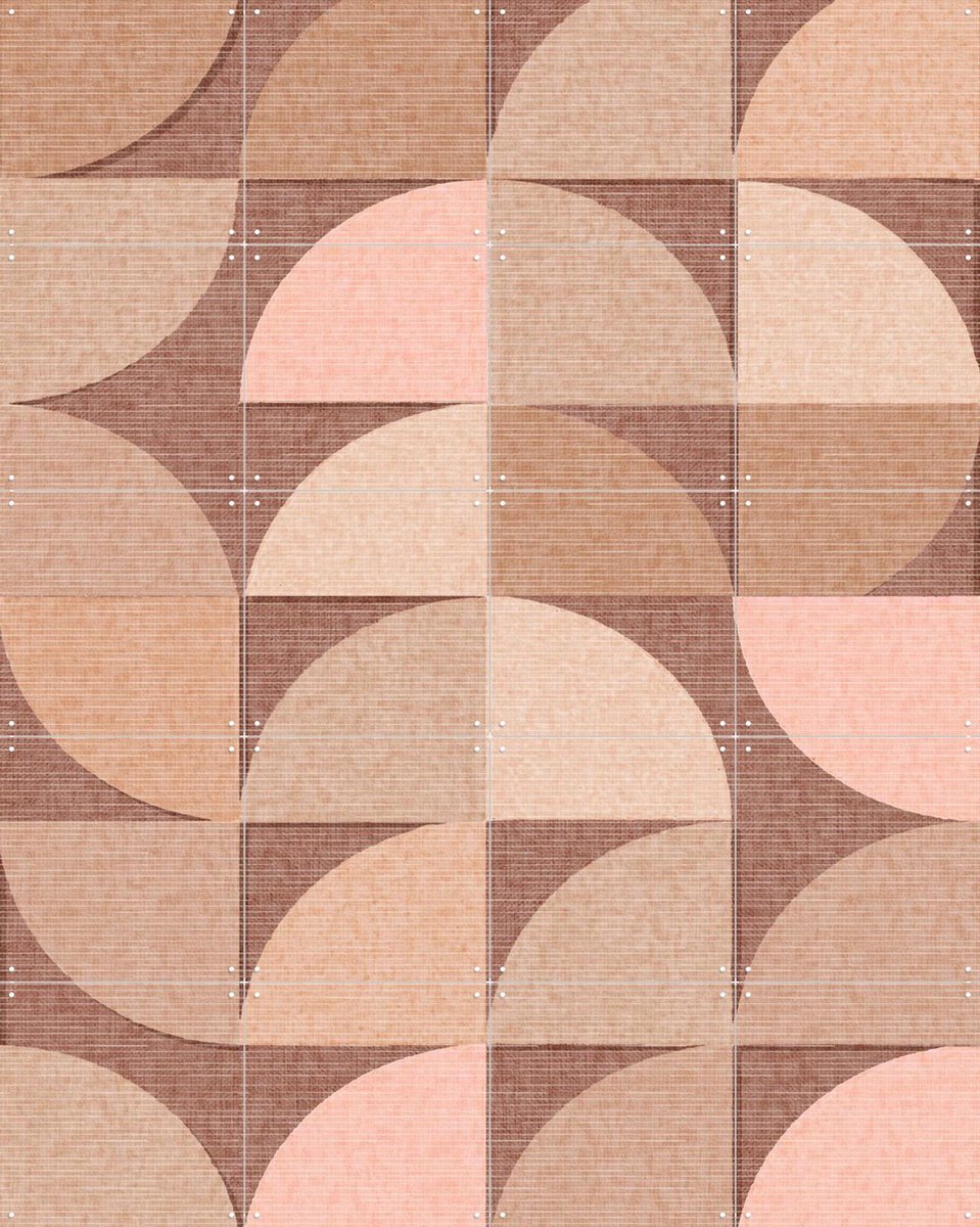 IXXI Mid Century Retro Geometry Mocha Pink Light, Bloomery Decor - 80 x 100 cm - Gratis ophangtool - Grote wanddecoratie en posters - Abstract, Retro