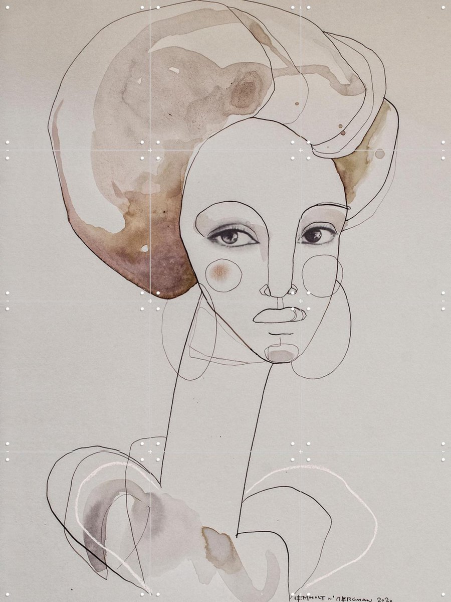 IXXI Poet, Lemholt N' Bergman - 60 x 80 cm - Gratis ophangtool - Grote wanddecoratie en posters - Line art, Illustraties, Aquarel, Abstract