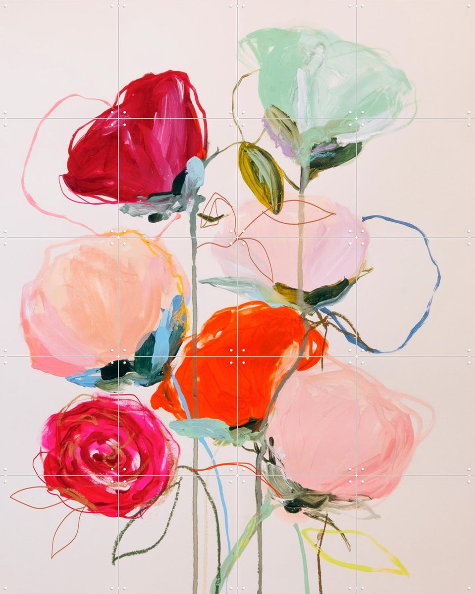 IXXI Time, Leigh Viner - 80 x 100 cm - Gratis ophangtool - Grote wanddecoratie en posters - Abstract, Kleurrijk, Kwaststreken, Illustraties