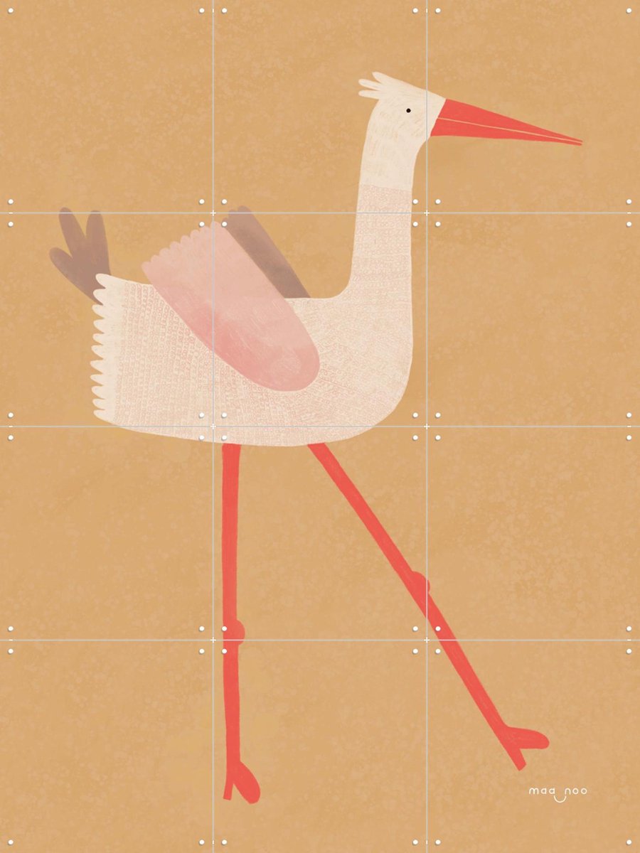 IXXI Funny Little Bird, Maa-noo - 60 x 80 cm - Gratis ophangtool - Grote wanddecoratie en posters - Illustraties, Cartoonesk, Digitale Kunst