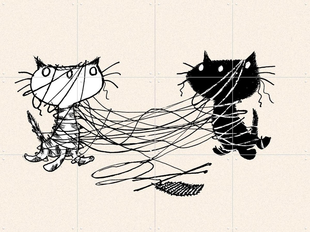 IXXI Pim & Pom 8, Fiep Westendorp - 80 x 60 cm - Gratis ophangtool - Grote wanddecoratie en posters - Cartoonesk, Illustraties, Speels, Line art