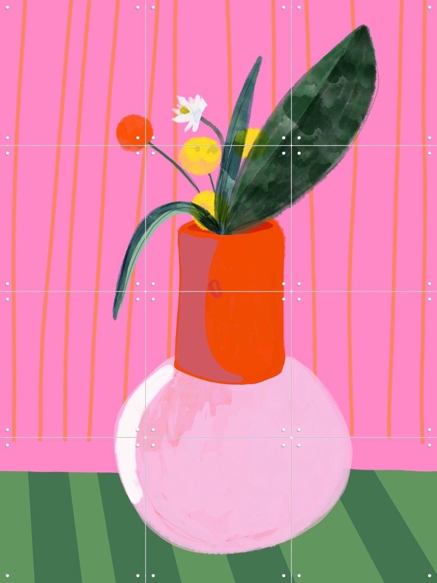 IXXI Mio Vaso pinky love, Hej.Ibiza - 60 x 80 cm - Gratis ophangtool - Grote wanddecoratie en posters - Speels, Illustraties, Kleurrijk, Digitale