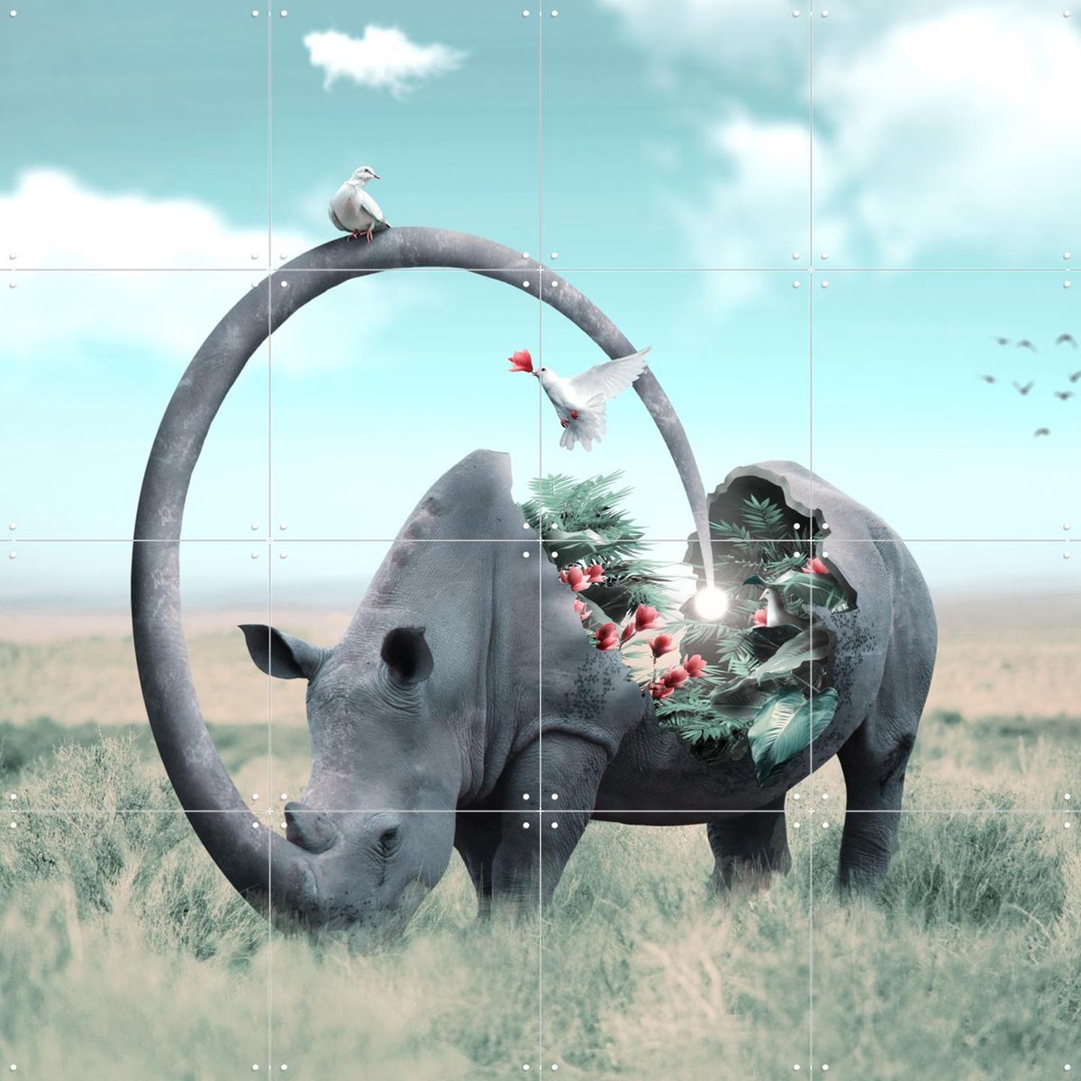 IXXI Secret Garden, Julien Tabet - 80 x 80 cm - Gratis ophangtool - Grote wanddecoratie en posters - Gemengde Technieken, Surrealisme, Fotografie