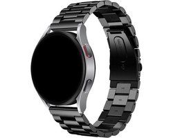 Stravo Stalen schakel bandje - geschikt voor Samsung Galaxy Watch 7 (40 & 44mm) / Galaxy Watch 6 (Classic) / Galaxy Watch 5 / Watch 5 Pro / Watch 4 (Classic) / Watch FE - Metalen RVS bandje voor Galaxy Watch 4-5-6 alle varianten - Zwart