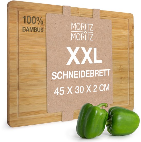 Moritz & Moritz XXL planche à découper en bambou grand - 45 x 34 x 2 cm - planches à découper avec rainure de jus - pour couper, servir et servir