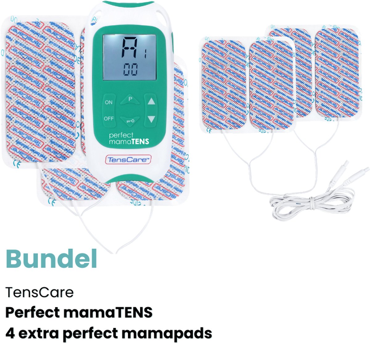TensCare - Bundel Perfect MamaTENS + 4 pads perfect mama (1 set) | Geboortetens | tens apparaat bevalling | Pijnverlichting tijdens Bevalling | Voor gebruik met Perfect mamaTENS en Perfect Mama+ van TensCare| electroden pads tens | elektrodenpads |