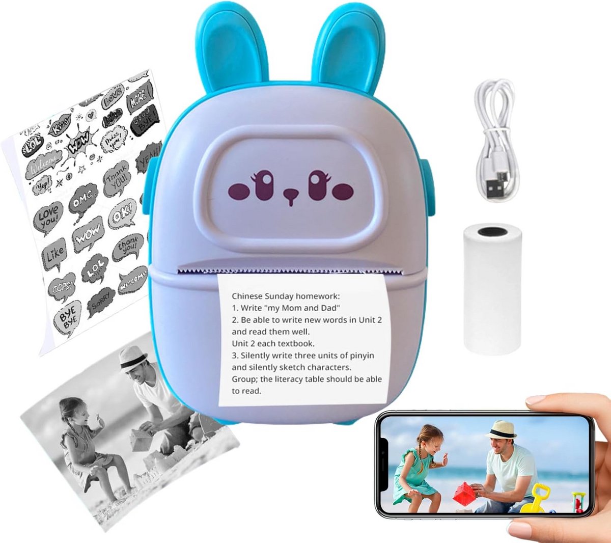 Draagbare Thermische Bondrukmachine 200DPI Bluetooth voor Stickers en Foto's