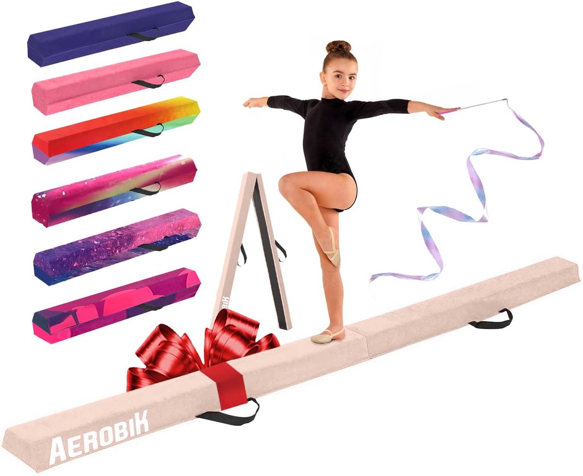 Gymnastiekbalk - Balansbalk Trainingsbalk - Gymnastiek Training - Opvouwbaar Ontwerp - 240cm Lang - Pastel Roze
