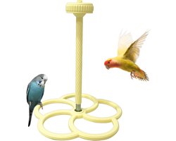 Vogel Zitstok - Speelgoed Molentje - Vogel Verrijking - Interactief Draaiend - 24 x 20 x 3 cm - Geel