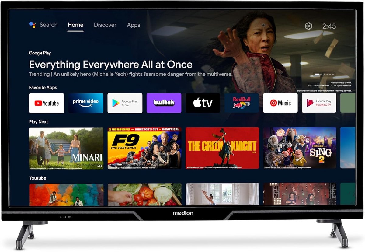 HD Smart TV - Android TV - Thuis Entertainment - Geïntegreerde Wifi - 24 Inch - Zwart