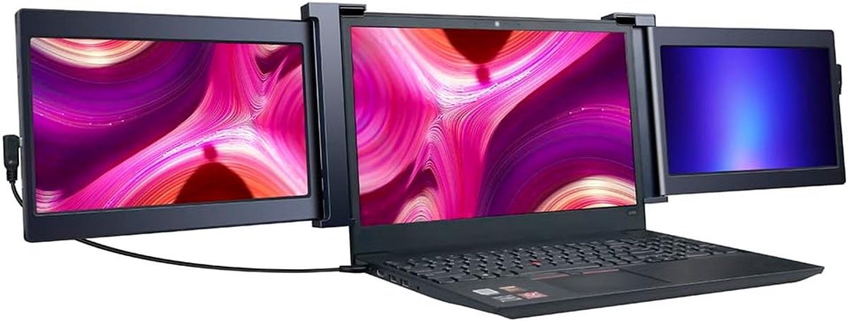 Draagbare Triple Monitor - Laptop Extender - Verhoog Productiviteit - Eenvoudige Installatie - 133 Inch - Standaard