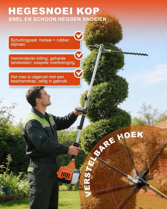 Benzine Bosmaaier - Tuingereedschap Multitool - Krachtig Tuinonderhoud - Brandstofbesparend Ontwerp - 99 x 30 x 12.7 cm - Oranje — afbeelding 2